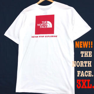 ザノースフェイス(THE NORTH FACE)の3XL相当 新品 ノースフェイス BOXロゴ Tシャツ 白 赤 メンズ(Tシャツ/カットソー(半袖/袖なし))