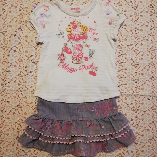 mezzo piano(メゾピアノ)のmezzo piano ♡ Tシャツ＆スカート 110 キッズ/ベビー/マタニティのキッズ服女の子用(90cm~)(スカート)の商品写真