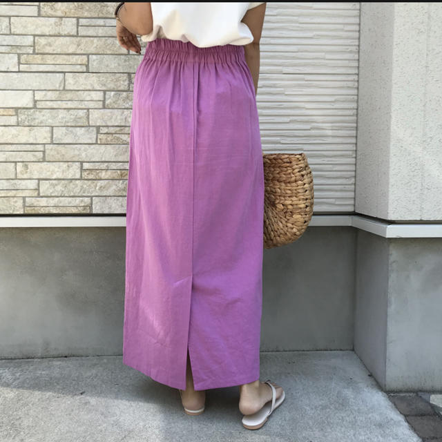 Originalリネンラベンダーマキシタイトスカート