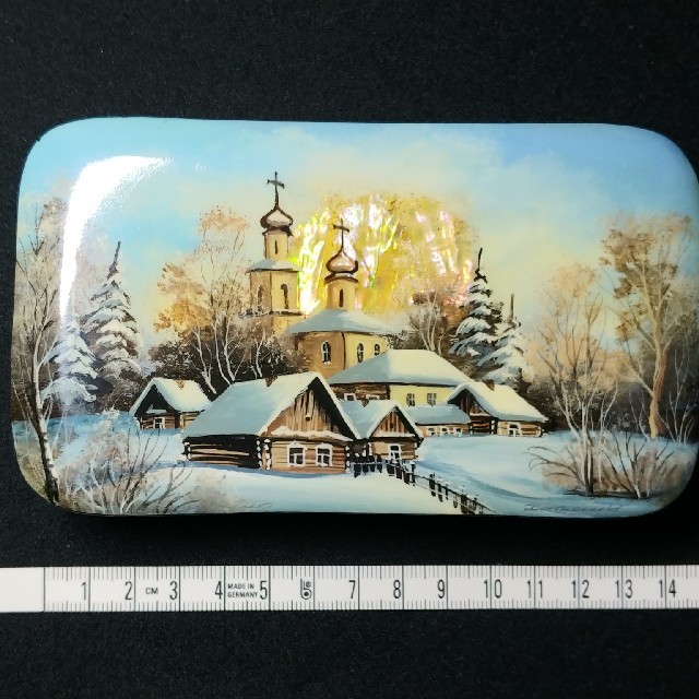 新品】ロシアの田舎町 冬の朝 アクセサリーケース 小物入れ - 小物入れ