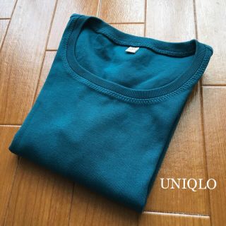 ユニクロ(UNIQLO)の【 UNIQLO 】ブルーグリーン・七分袖Ｔシャツ(Tシャツ(長袖/七分))