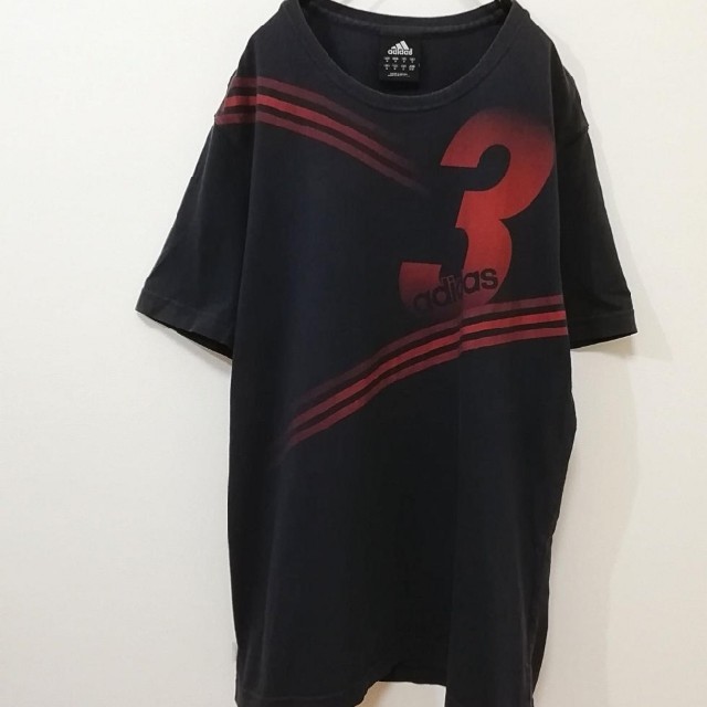 adidas(アディダス)の売り切ります‼️adidas Tシャツ サイズO 3本ライン ビッグロゴ♪ メンズのトップス(Tシャツ/カットソー(半袖/袖なし))の商品写真