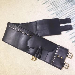 クリスチャンディオール(Christian Dior)のワイドベルト ブラック Dマーク金具付き(ベルト)