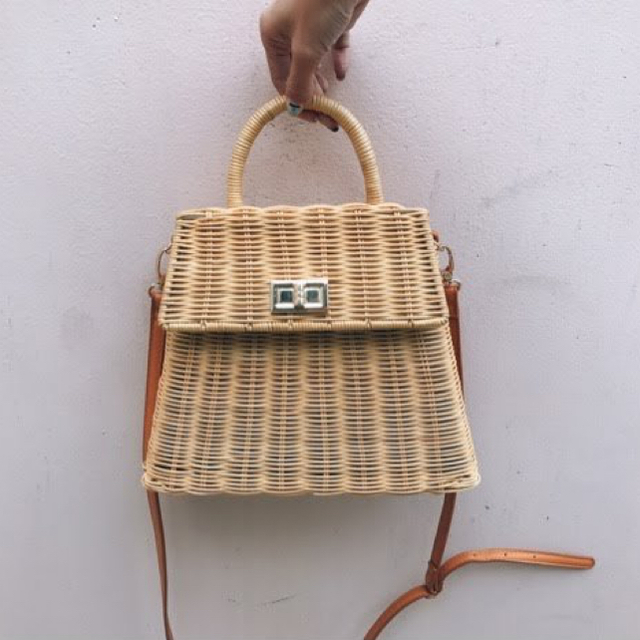 【未使用タグ付き】TRAPEZE RATTAN BAGかごバッグ/ストローバッグ