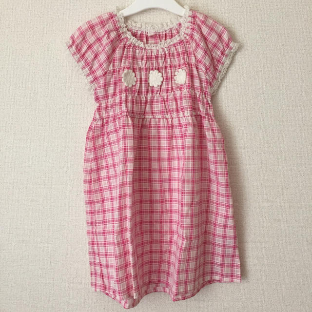 西松屋(ニシマツヤ)のワンピース ピンク チェック 120 キッズ/ベビー/マタニティのキッズ服女の子用(90cm~)(ワンピース)の商品写真