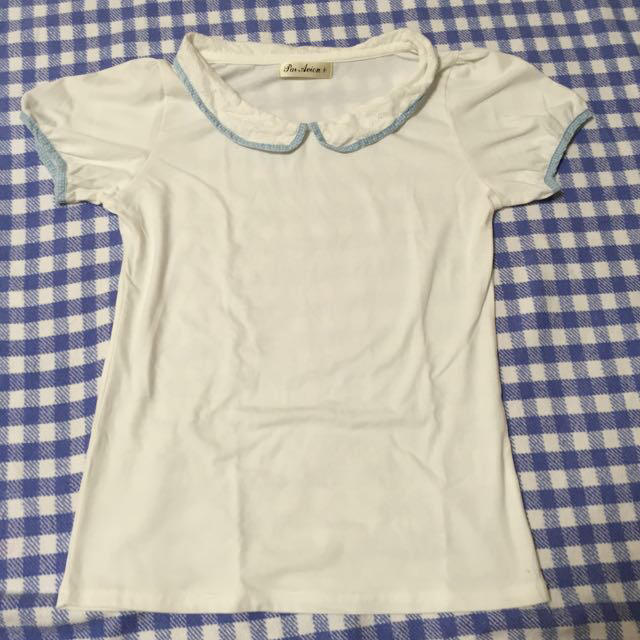 Par Avion(パラビオン)のPar Avion襟付き白Tシャツ レディースのトップス(Tシャツ(半袖/袖なし))の商品写真