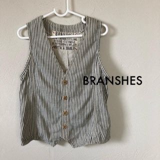 ブランシェス(Branshes)のブランシェス ベスト チョッキ ボーダー柄 ヒッコリー 120 男の子(Tシャツ/カットソー)