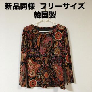 新品同様 韓国製  個性的♪ 長袖カットソー M〜L相当  (カットソー(長袖/七分))