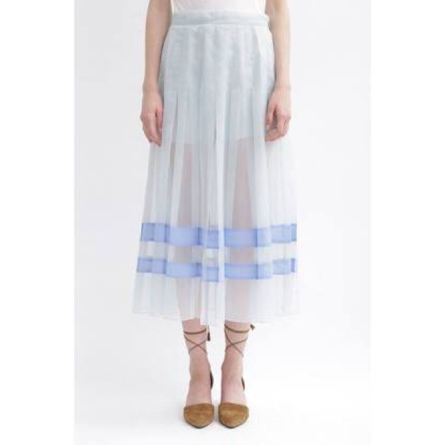 JILLSTUART(ジルスチュアート)のジルスチュアート 水色 ブルー シースルー プリーツ ロングスカート 2 レディースのスカート(ロングスカート)の商品写真