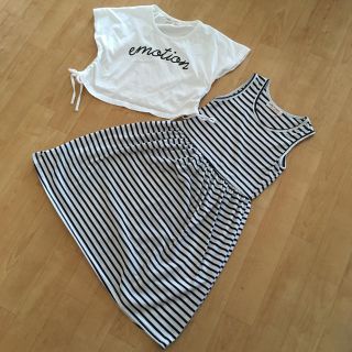 シマムラ(しまむら)のkids  女児 used ノースリーブワンピースとボレロ使用のTシャツ (ワンピース)