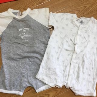 プチバトー(PETIT BATEAU)のプチバトー 半袖 夏用 ロンパース二枚セット(ロンパース)