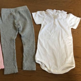 プチバトー(PETIT BATEAU)のnono様 プチバトー、グレーレギンス2点セット(ロンパース)