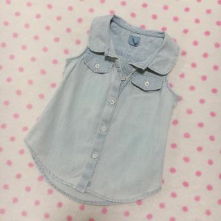 ベビーギャップ(babyGAP)のbaby Gap♡お洒落で可愛い♡デニム♡ノースリーブシャツ♡95 (ブラウス)