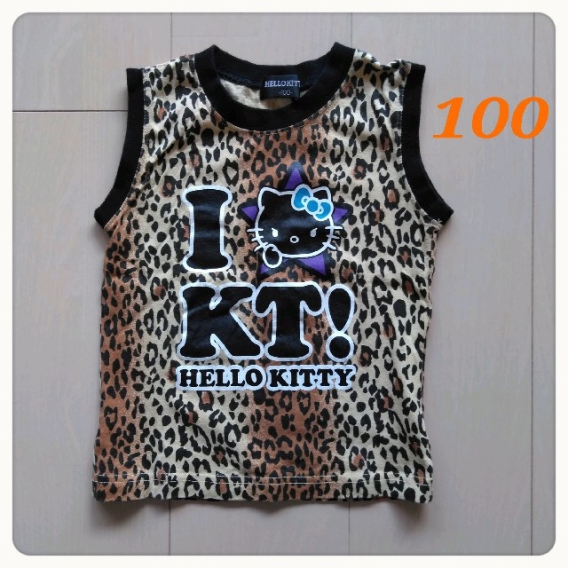 ハローキティ(ハローキティ)の♥全品値下げしてます♥様専用HELLO KITTYヒョウ柄ノースリーブ100cm キッズ/ベビー/マタニティのキッズ服女の子用(90cm~)(Tシャツ/カットソー)の商品写真