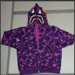 A Bathing Ape シャークパーカー ダブル 紫 パープル カモタイプジップアップ