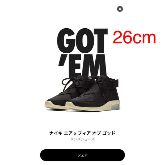 NIKE(ナイキ)のNIKE × AIR FEAR OF GOD RAID BLACK メンズの靴/シューズ(スニーカー)の商品写真