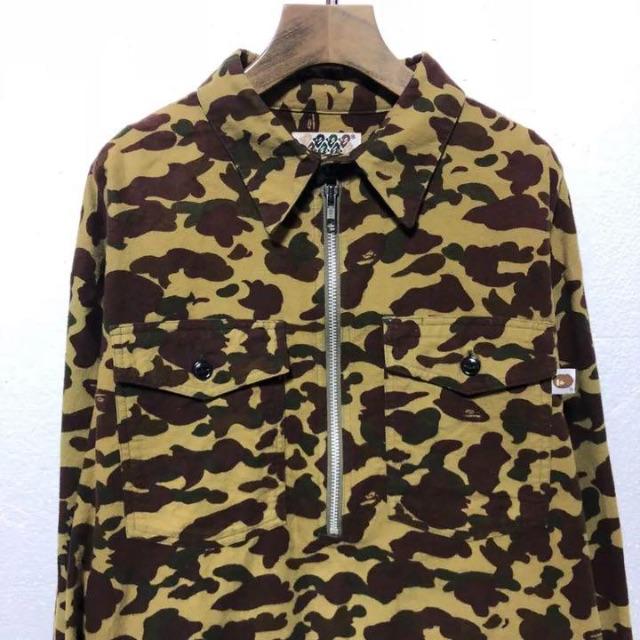 A BATHING APE(アベイシングエイプ)のA BATHING APE/初期レア エイプカモ ハーフジップシャツ M 美品 メンズのトップス(シャツ)の商品写真