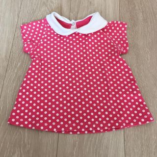 プチバトー(PETIT BATEAU)のプチバトー ドット柄丸襟ティー 81cm(Ｔシャツ)