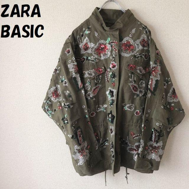 ZARA(ザラ)のZARA BASICザラ フラワースパンコール ジャケット カーキ USサイズM レディースのジャケット/アウター(その他)の商品写真