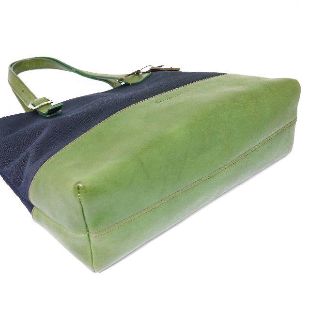 Stefano manO(ステファノマーノ)の♂ステファノマーノ トートバッグ レザー キャンバス コンビ 紺 緑 メンズのバッグ(トートバッグ)の商品写真