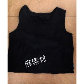 コムサイズム(COMME CA ISM)の麻100  コムサイズム  黒ノースリーブフリルシャツ110(Tシャツ/カットソー)