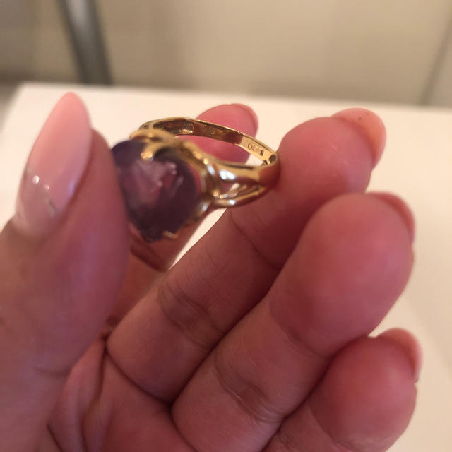 18K     アメジスト  ハートリング   7号 レディースのアクセサリー(リング(指輪))の商品写真