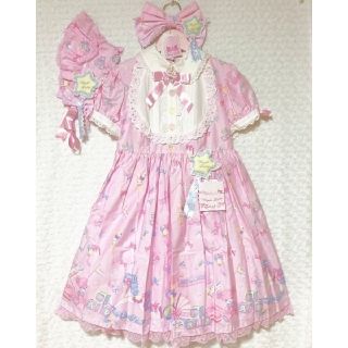 アンジェリックプリティー(Angelic Pretty)の【新品】Dreamyベビールームシリーズ3点セット(ピンク)(ひざ丈ワンピース)