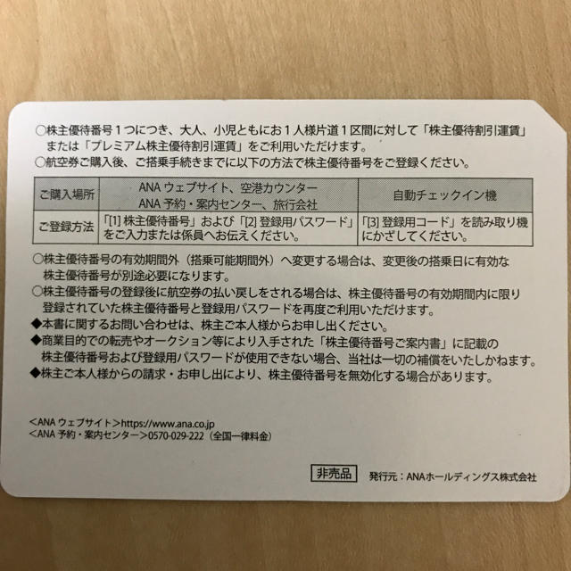 ANA(全日本空輸)(エーエヌエー(ゼンニッポンクウユ))のANA株主優待券6枚セット チケットの優待券/割引券(その他)の商品写真