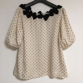 アナトリエ(anatelier)の美品☆アナトリエ 12,000円 おリボンいっぱいのとろみブラウス(シャツ/ブラウス(半袖/袖なし))