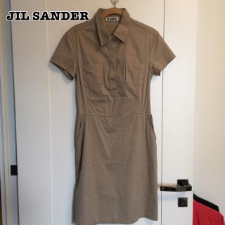 ジルサンダー(Jil Sander)のジルサンダー シャツワンピース ベージュ 34 S(ひざ丈ワンピース)