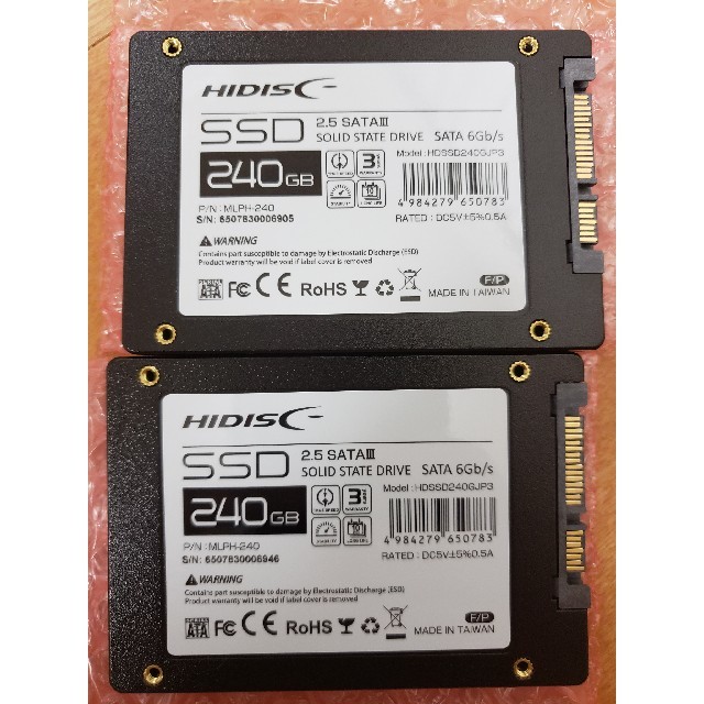 新品未使用 HIDISC SSD 240GB 2枚セットPCパーツ