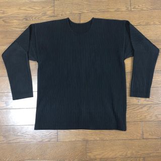 イッセイミヤケ(ISSEY MIYAKE)の極美品 オムプリッセ イッセイミヤケ プリーツ 長袖 Tシャツ ブラック 2(Tシャツ/カットソー(七分/長袖))