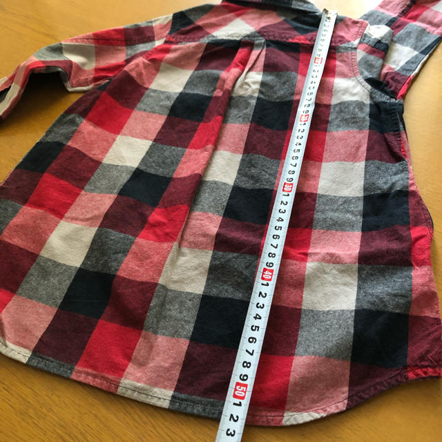 S 110 チェックシャツ チェーンステッチ アメカジ ネルシャツ キャンプ キッズ/ベビー/マタニティのキッズ服女の子用(90cm~)(ワンピース)の商品写真