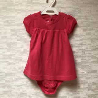 プチバトー(PETIT BATEAU)のプチバトー ロンパース ワンピース 濃いピンク色(ロンパース)