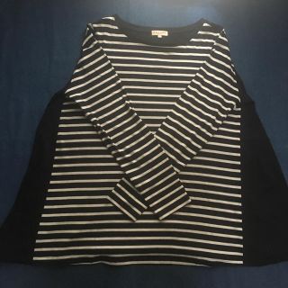 プチバトー(PETIT BATEAU)のDEMYLEE Aライン ボーダー カットソー ネイビー(カットソー(長袖/七分))