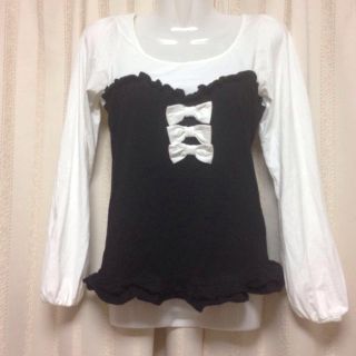 ユメテンボウ(夢展望)のリボンつき♡ビスチェ風フリルトップス(Tシャツ(長袖/七分))