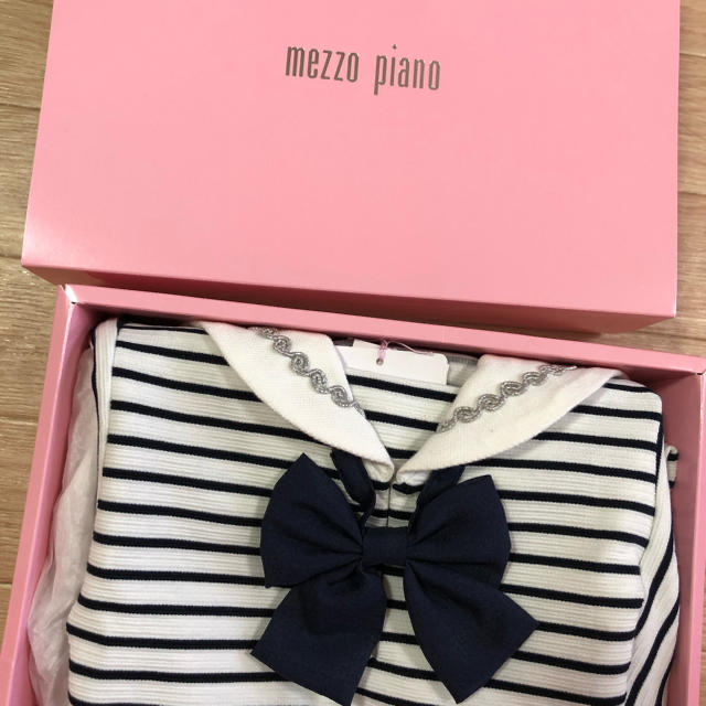 mezzo piano(メゾピアノ)のMezzo Piano メゾピアノ ボーダーワンピース キッズ/ベビー/マタニティのキッズ服女の子用(90cm~)(ワンピース)の商品写真