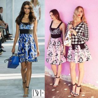 ダイアンフォンファステンバーグ(DIANE von FURSTENBERG)の極美品 ダイアンフォンファステンバーグ ワンピース 4 sita 青 黒 キャミ(ひざ丈ワンピース)