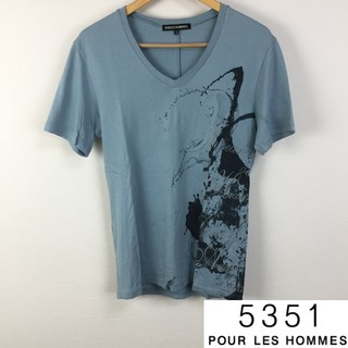 ゴーサンゴーイチプールオム(5351 POUR LES HOMMES)の美品 5351プールオム 半袖Tシャツ ブルー系 サイズ3(Tシャツ/カットソー(半袖/袖なし))