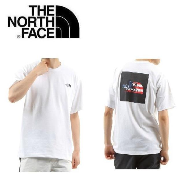 THE NORTH FACE(ザノースフェイス)のノースフェイス ナショナルフラッグ スクエアロゴＴシャツ ホワイトUSA M スポーツ/アウトドアのアウトドア(その他)の商品写真