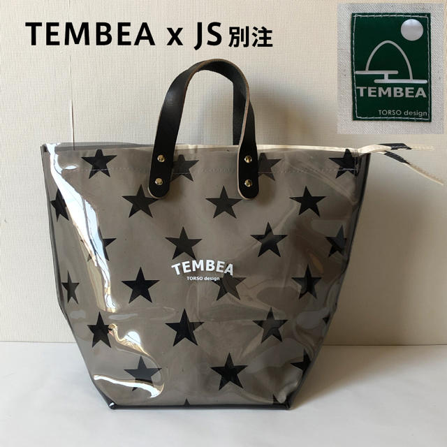 TEMBEA JS別注 星柄 PVC デリバリートート バッグ テンベア 黒