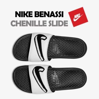 ナイキ(NIKE)の
定6480円限定!ナイキベナッシシェニール新品レザーシャワーサンダル白黒！(サンダル)