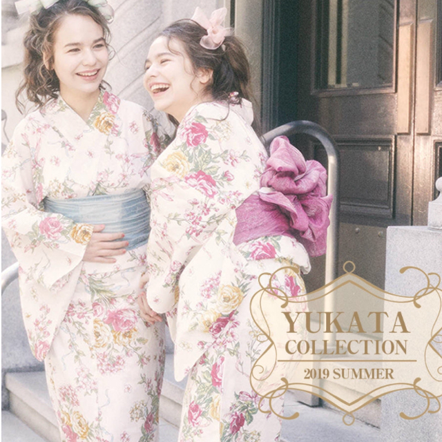 着るだけで可愛いブーケ柄浴衣♡ダークピンク♡大人可愛い3点セット