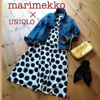 ユニクロ(UNIQLO)のmarimekko×UNIQLO　グラフィックワンピース　半袖　Lサイズ(ひざ丈ワンピース)