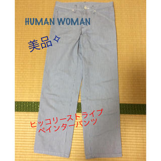 ヒューマンウーマン(HUMAN WOMAN)の美品✧︎ HUMAN WOMAN ヒッコリーストライプ ペインターパンツ(ワークパンツ/カーゴパンツ)