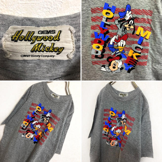 Disney(ディズニー)の【90s】disney イラスト プリントTシャツ メンズ  L グレー 古着 メンズのトップス(Tシャツ/カットソー(半袖/袖なし))の商品写真