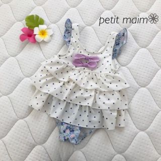 プティマイン(petit main)のpetit main❁花柄 ドットフリル 水着 110(水着)