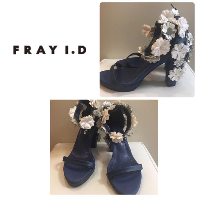 FRAY I.D(フレイアイディー)のフレイアイディー ブルーレザー フラワー サンダル レディースの靴/シューズ(サンダル)の商品写真