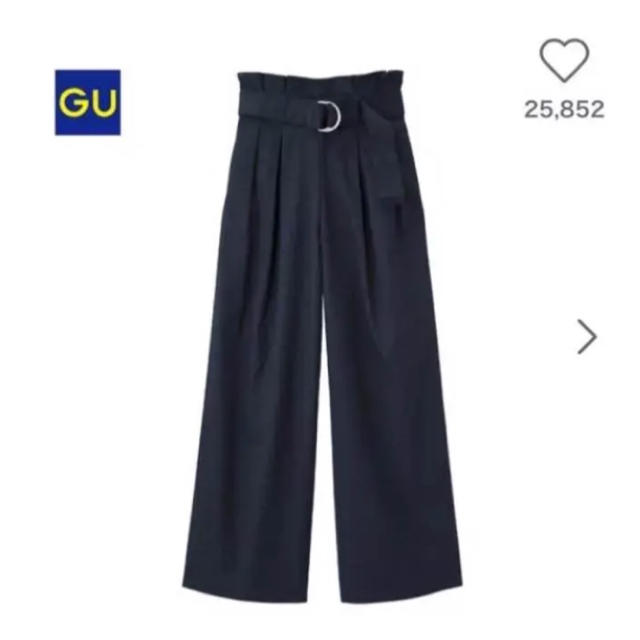 GU(ジーユー)のベルト付きハイウエストワイドパンツ　美品 レディースのパンツ(カジュアルパンツ)の商品写真