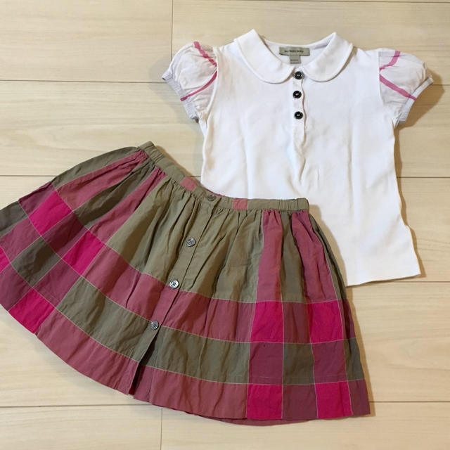 BURBERRY(バーバリー)の【美品】バーバリー Burberry スカート 5Y ＆ ポロシャツ 4Y キッズ/ベビー/マタニティのキッズ服女の子用(90cm~)(その他)の商品写真